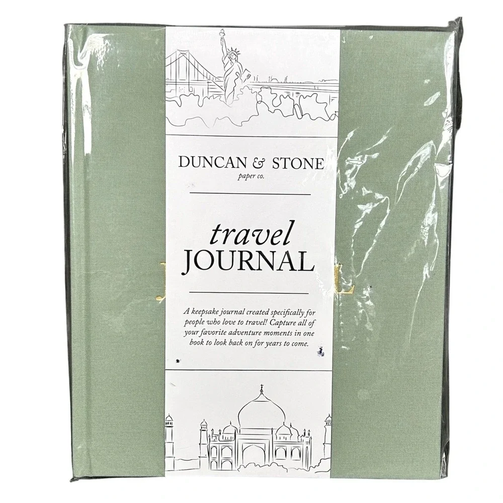 Duncan & Stone Paper Co Travel Journal Sage Green Linen Gold Foil‎ Keepsake New